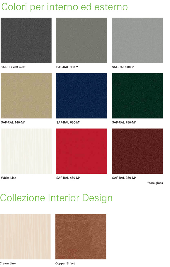 Colori per serramenti in pvc Colori persiane alluminio